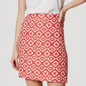 Ann Taylor LOFT Geo Jacquard Tweed Shift Skirt Size 6 Red NWT